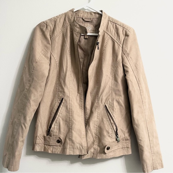Sebby Collection Tan Suede Women’s Jacket Moto Style Polyester Spandex Blend SM - Picture 3 of 10